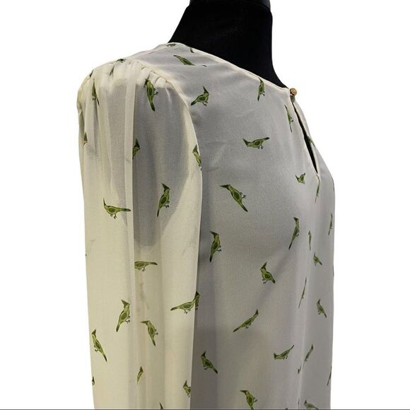 𝅺forever21 Sheer Parrot Print Blouse Sz S - Picture 5 of 13